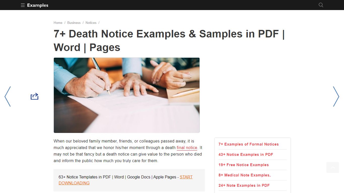 Death Notice - Examples, Format, Pdf | Examples