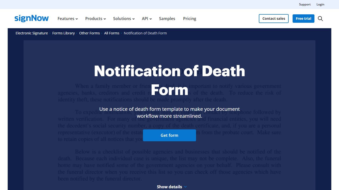 Notice of Death Form - Fill Out and Sign Printable PDF Template | signNow